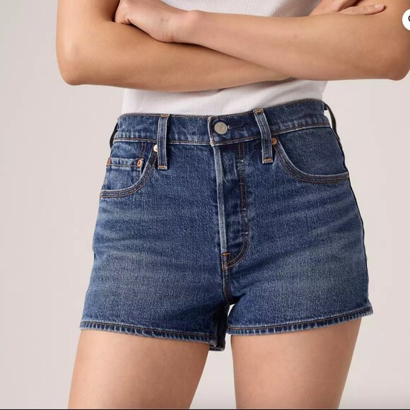 Levi’s 501 Original Fit High Rise Women's Shorts - 24 - dark wash - Picture 1 of 10
